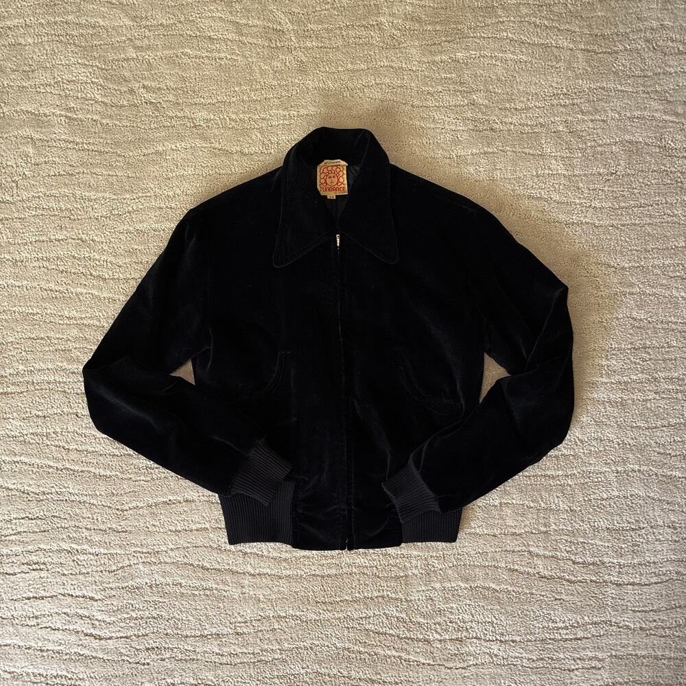 Vintage 1970s Sundance 38 Velour Bomber Jacket Point Collar Retro Americana Edgy